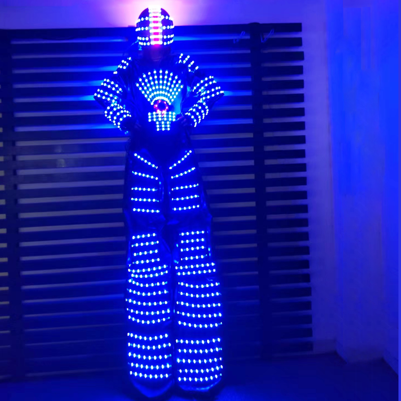 2024 New led glow-in-the-dark space suit robot suit stilts luminous costume bar atmosphere props