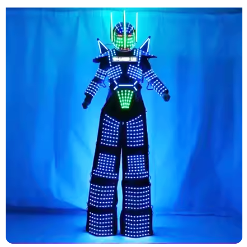 2024 New led glow-in-the-dark space suit robot suit stilts luminous costume bar atmosphere props