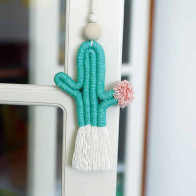 IS Bohemian style handmade cactus macrame wall hanging pendant for home decoration door decor Curtains hanging decoration