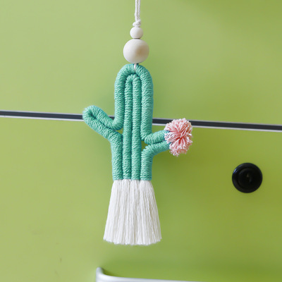 IS Bohemian style handmade cactus macrame wall hanging pendant for home decoration door decor Curtains hanging decoration