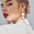 Trendy Elegant Created Big Simulated Pearl Long Earrings Pearls String Statement Drop Earrings For Wedding Party