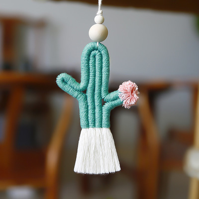 IS Bohemian style handmade cactus macrame wall hanging pendant for home decoration door decor Curtains hanging decoration