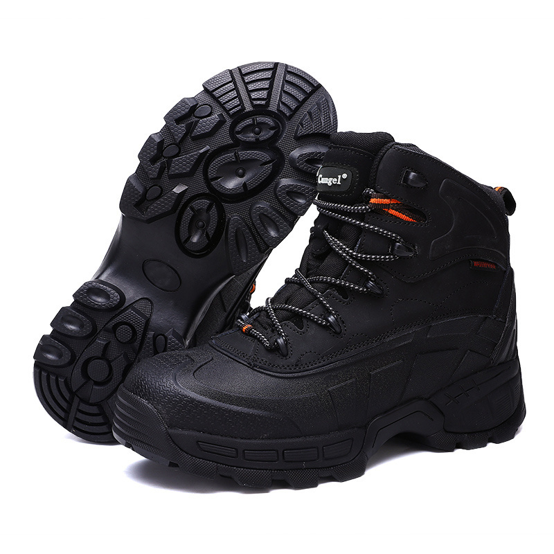 Heavy Duty Mining Industrial Welding Leather Footwear High Top Hiking Shoe Men's Work Boots Steel Toe Safety Shoes Men