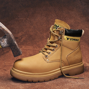 Work-mans Men's Working Boots Steel Toe Safety Shoes Classy Leather Industrial Footwear High Top Hiking Shoe Men.