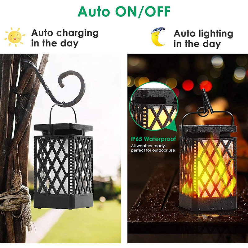 HSX wholesale Solar Lights Solar Lantern Flickering Flame  Lighting Solar Powered Waterproof LED Flame Umbrella Lights