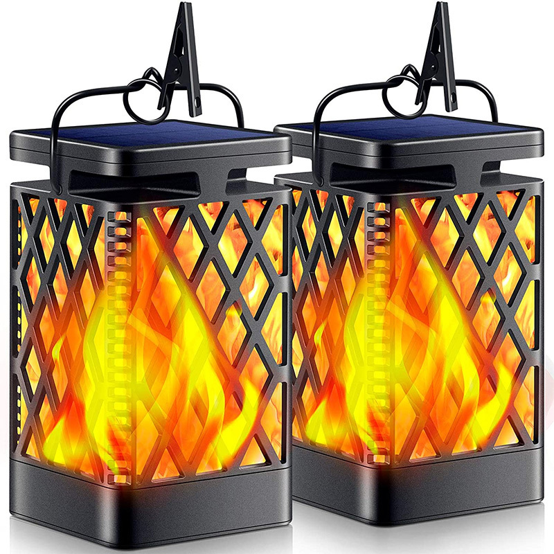 HSX wholesale Solar Lights Solar Lantern Flickering Flame  Lighting Solar Powered Waterproof LED Flame Umbrella Lights