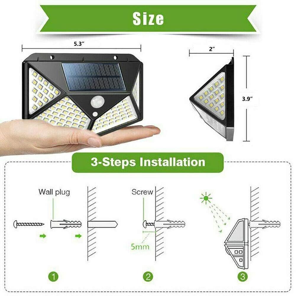 HSX 100 LED Solar Light PIR Motion Sensor Outdoor Solar Lamp IP65 mounted Wall Light Solar Sunlight Powered Garden street light