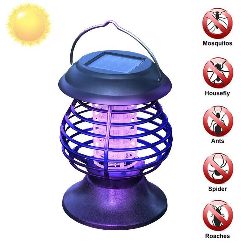 HSX OEM Factory Solar Powered solar bug zappers Lamp with Double Head Outdoor Lawn Mosquito Repellent for outdoor bug zappe