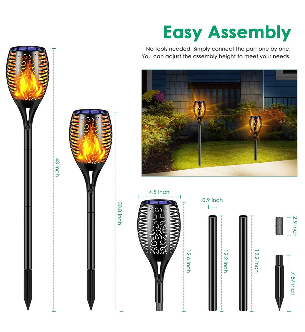 Hsx OEM  12 33 99 Led Waterproof Solar Flame Lamp Ultra-Bright Outdoor Solar Power Torch Lights With solar Flickering Flames