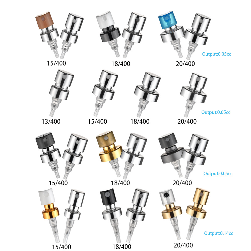 Manufacture hot sale output 0.05cc 0.14cc mist atomizer crimp pump spray 13/400 15/400 18/400 20/400 perfume pump sprayer