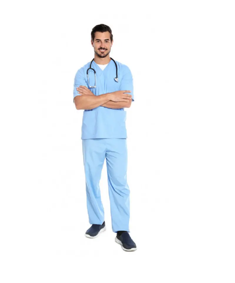 High Quality Comfort Cotton Scrub Suit Top and Trouser Medical Hospital Doctor Uniform with Customize Design Size and Branding