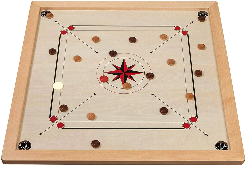 carrom board game classic strike and pocket table game with cue sticks coins queen and striker for adults kids boys and girls