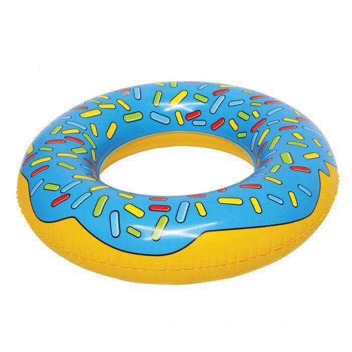 Heavy Duty Swim Ring Water Donuts Pool Floats Toys Set of 4 Colorful Inflatable Donut Tubes in Assorted Design for Kids Swimming