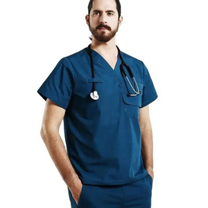 High Quality Comfort Cotton Scrub Suit Top and Trouser Medical Hospital Doctor Uniform with Customize Design Size and Branding