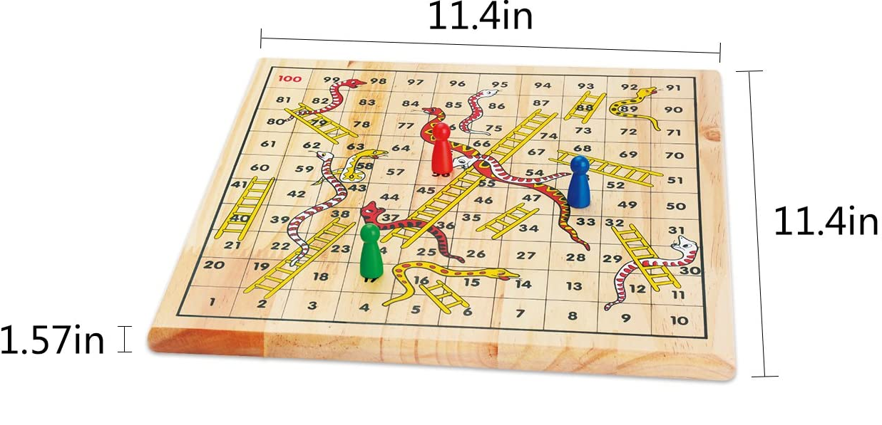 ludo snakes and ladders wooden board game pack of 2 game set for children and family with customized design size logo color