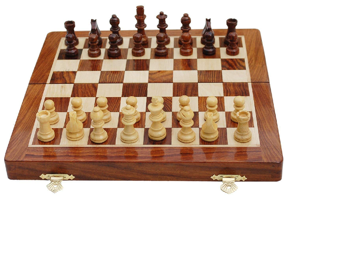 Top Quality Magnetic Wooden Foldable Chess Board Game Set for Kids and Adults Players with Extra Queens and Kings Chess Pieces