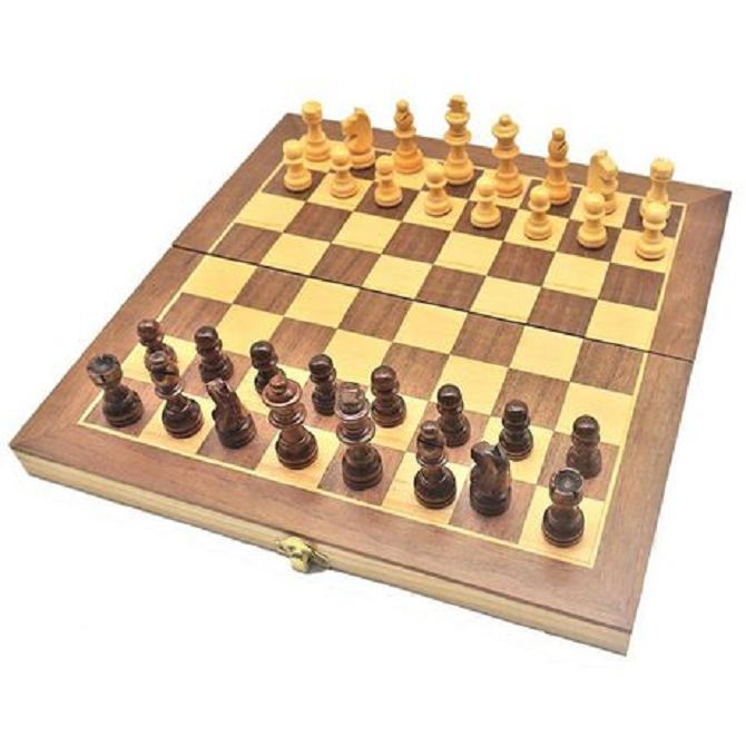 Top Quality Magnetic Wooden Foldable Chess Board Game Set for Kids and Adults Players with Extra Queens and Kings Chess Pieces