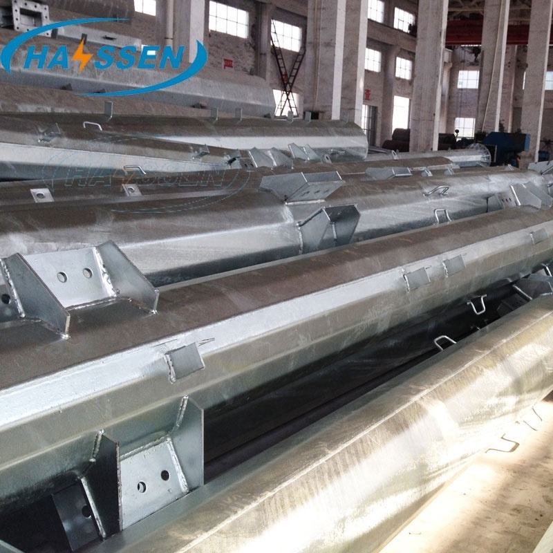 Hot Dip Galvanized  For 10 KV To 220 KV Electric Power Transmission Line Steel Pole