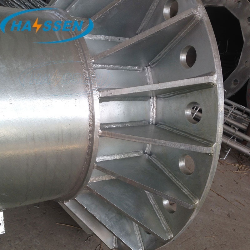 Hot Dip Galvanized  For 10 KV To 220 KV Electric Power Transmission Line Steel Pole