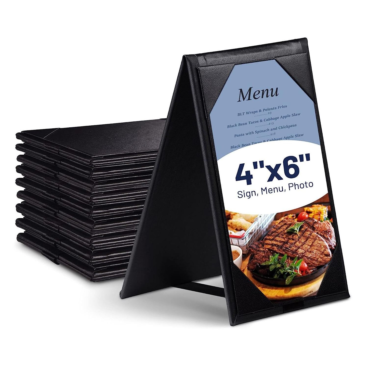 Leather Table Tent Menu Display Holder Covers modern menu cover 4*6 or 5*7 inches customized menu stand table holder