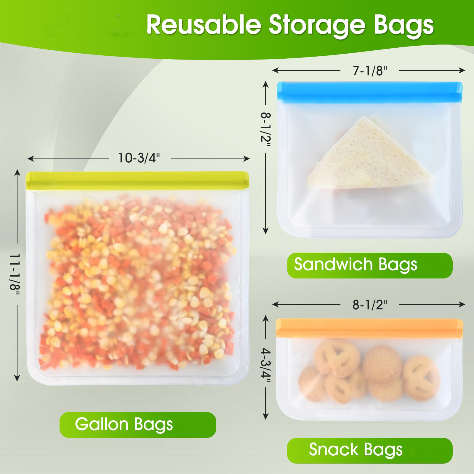 Custom Freezer Food Storage Bag Silicone BPA Free Leakproof Extra Thick Reusable Gallon Snack Sandwich Bag For Travel Household