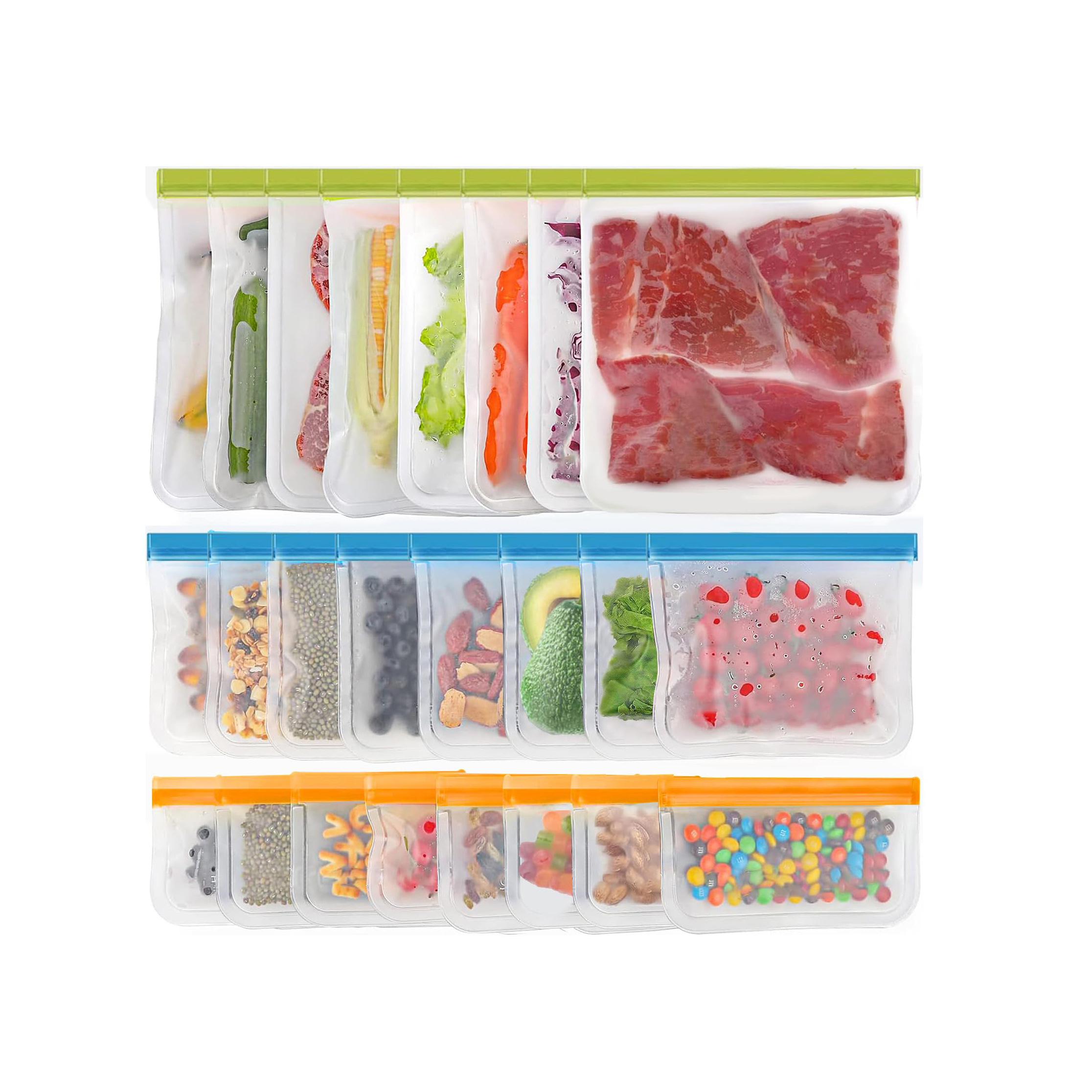 Custom Freezer Food Storage Bag Silicone BPA Free Leakproof Extra Thick Reusable Gallon Snack Sandwich Bag For Travel Household