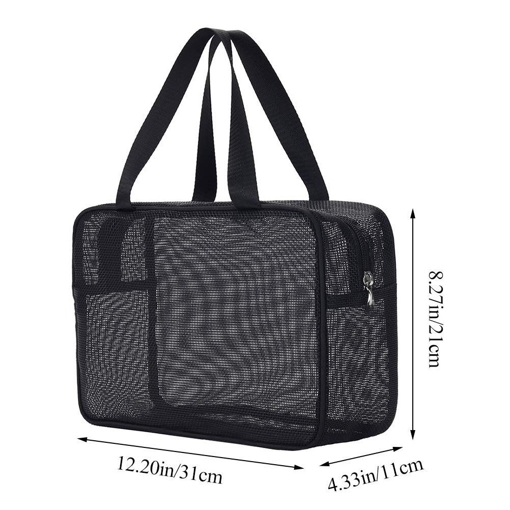 Custom Mesh Tote Bag Letter Design Toy Pouch Fashion Toiletry Travel Makeup Cosmetic Bag For Gym Travel Camping Business