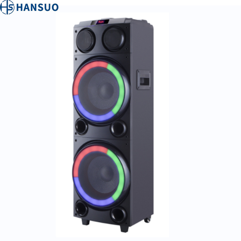 HANSUO Dj Sound System Double 10 Inch Big Subwoofer Outdoor Trolley Bacina Cheap Boombox kalonka Speaker for Sale HS-TD1020