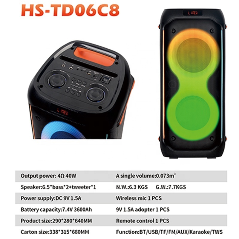 Manufacturer dual 6.5 inch powered speakers professional audio dj sound system party speaker woofer  wood speaker