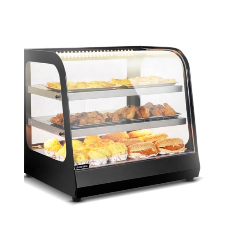 Snack Bar Commercial Glass Door 3 Layers Display Showcase Electric Food Warmer