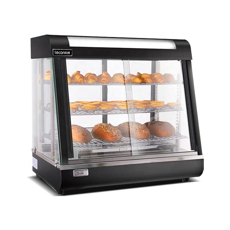 Snack Bar Commercial Glass Door 3 Layers Display Showcase Electric Food Warmer