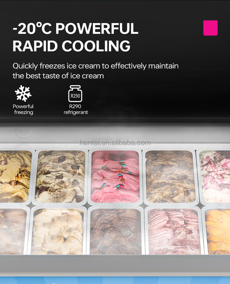 Commercial Supermarket Mini Hard Gelato Ice Cream Display Freezer