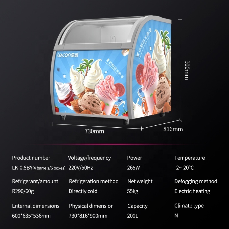 Commercial Supermarket Mini Hard Gelato Ice Cream Display Freezer