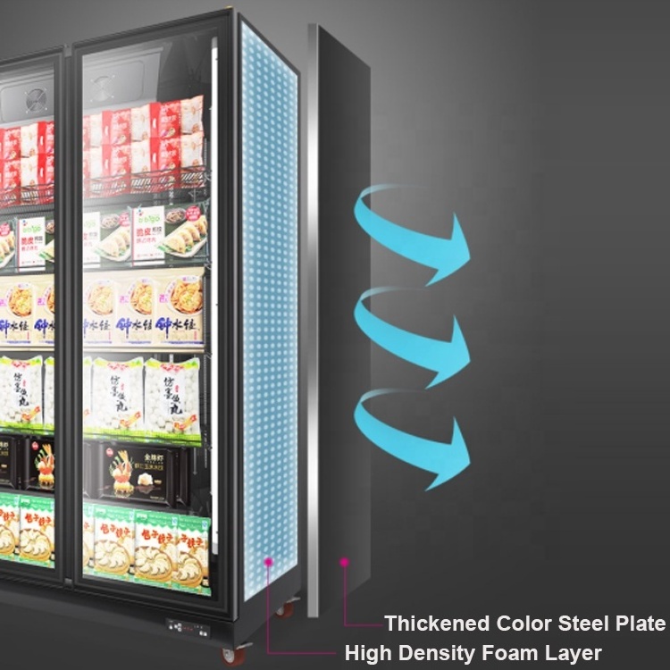 Commercial Refrigerator Frozen Food Ice Cream Dumpling Vertical Display Freezer For Supermarket