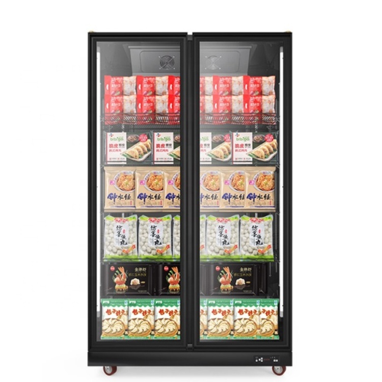 Commercial Refrigerator Frozen Food Ice Cream Dumpling Vertical Display Freezer For Supermarket