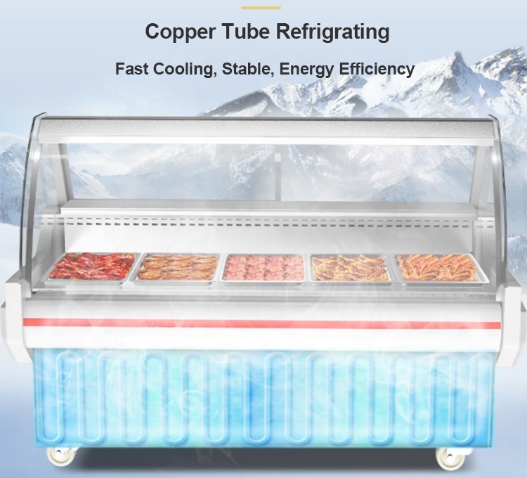 Supermarket Refrigerating Equipment Deli Meat Display Showcase Chiller Refrigerator