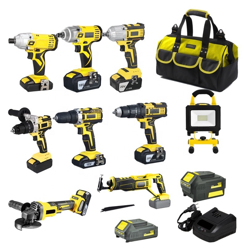 High Quality Household Cordless Tool Combo Kits 20V Lithium battery operated hand Cordless Power Tool Set