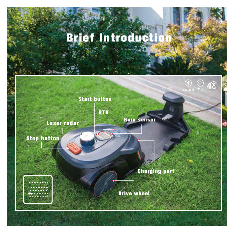 Hantechn Smart Garden Battery Lawnmower Robot automatic Remote Control Lawn Mower no-boundary 4.0Ah Robot lawn mower for lawn up