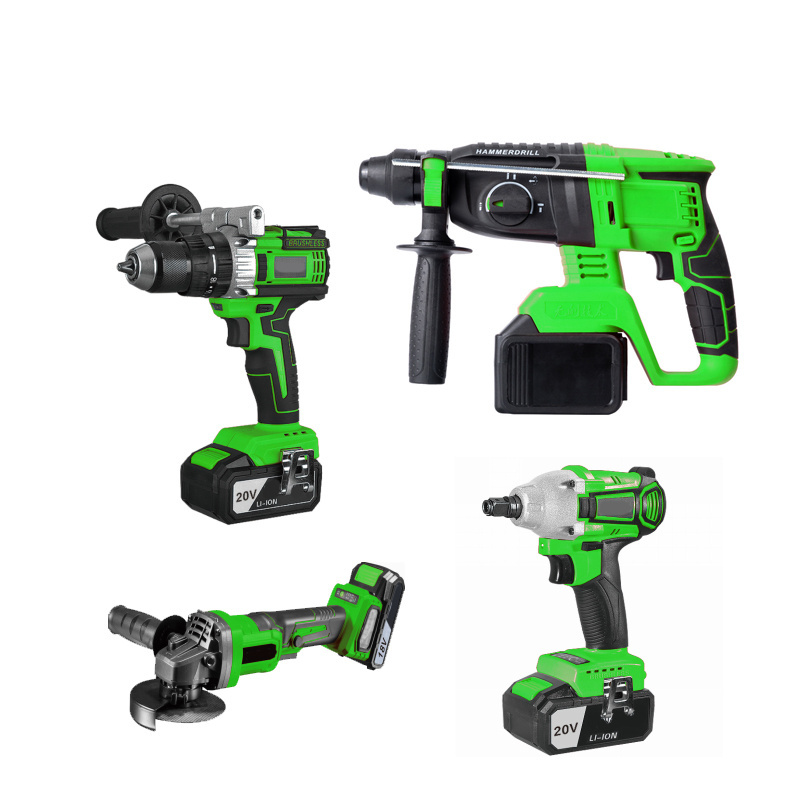 Wholesale electric tools set professional 18v brushless drill hammer battery 1set 4 in 1 cordless drill power tools combo set