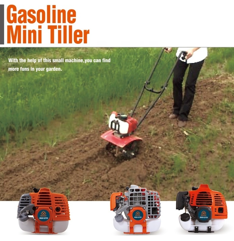 Wholesale Gasoline Mini Power Tiller Factory Price Agricultural Machinery Equipment Cultivator Trailer 51.7CC Mini Rotary Tiller