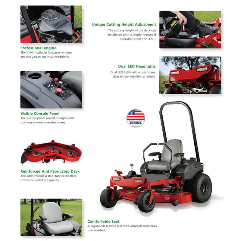 Riding Zero Turn Lawn Mower New Cheap 42 46 Inch ztr Gasoline Engine 4IN,3 1/4in Ride on Tractor Zero Turn Lawn Mower