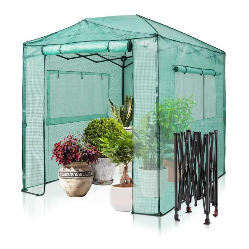 US Warehouse Mini Walk-in, Greenhouse Indoor Outdoor 2 Tier 8 Shelves Portable Plant Gardening Greenhouse Grow Tent/