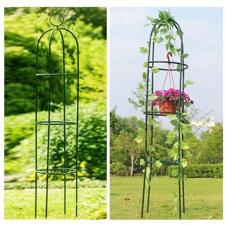 Hot Selling Black Heavy, Duty Round Metal Plant Tower Garden Trellis Tomato Cage Plant Supports Garden Stakes/