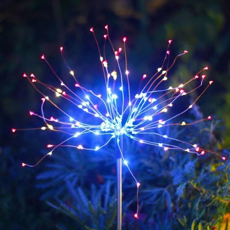 Firework Fairy String Lights,, Battery Powered Waterproof Dimmable Fairy Decorative Light with Remote Control, 120 LED Starburst