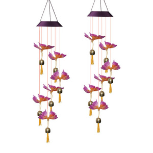 OEM China factory Outdoor, Solar Powered Decor Hanging Garden LED Color changing solar hummingbird wind chime lights for window/