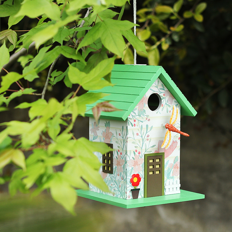 Hight quality garden wooden, Out of the ordinary wooden handmade bird house with stone decorative bird nest bird cages for sale/