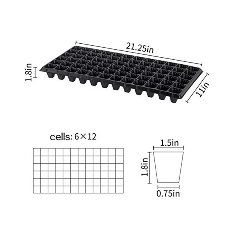 Cheap 72 cells PVC, material seed tray from factory wholesale black seedling tray 110 grams Grow Germination For Green house/