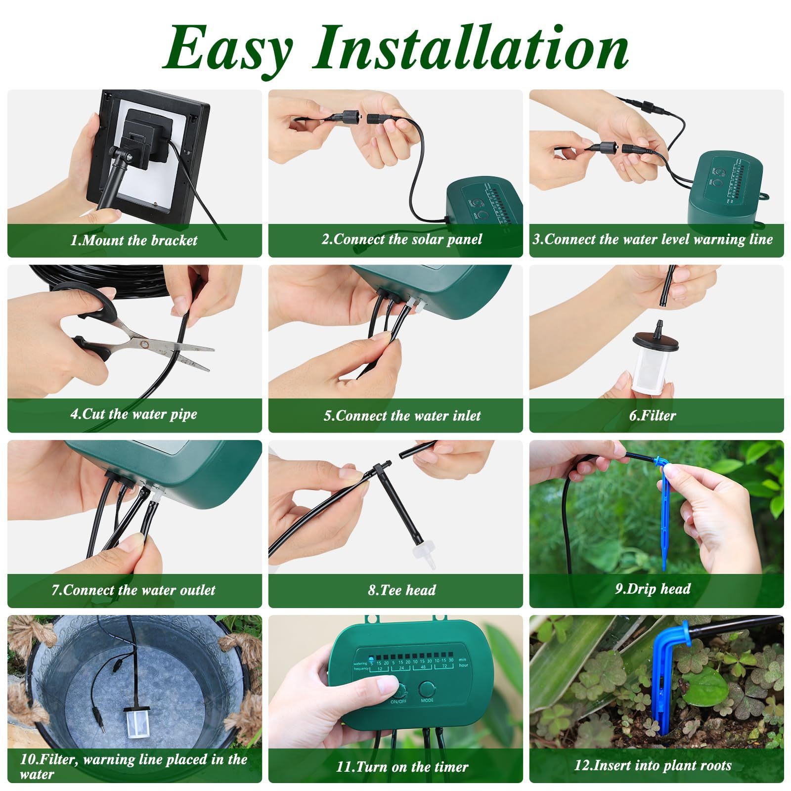 Solar Irrigation System for Garden Watering System Drip Irrigation Kit for Potted Plants Supported Automatic Watering System