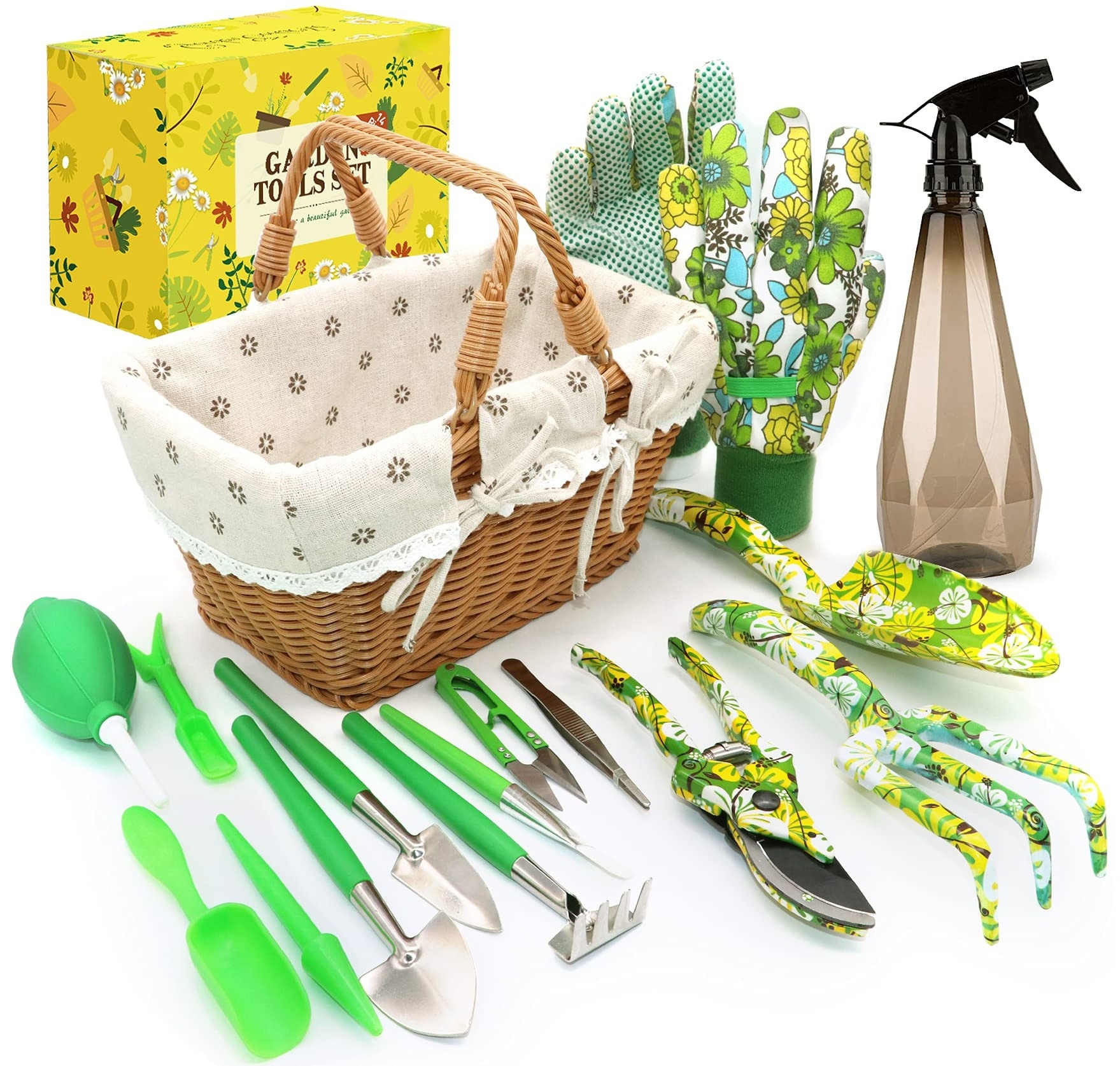 Quality Mini Garden Handheld Tool Kit with Watering Can Scissors Garden Label Pick Rake Shovel OEM Supported