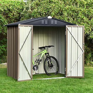 R gable roof tool, garden storge shed 10*8 White-Black New Model Garden Shed Customized Design Outdoor Bike Storage Shed/